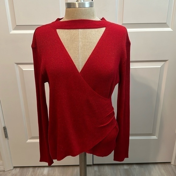 BLUE SOL METALLIC THREAD SWEATER SZ XL CAREER EVERYDAY DATE NIGHT HOLIDAY - Picture 1 of 8